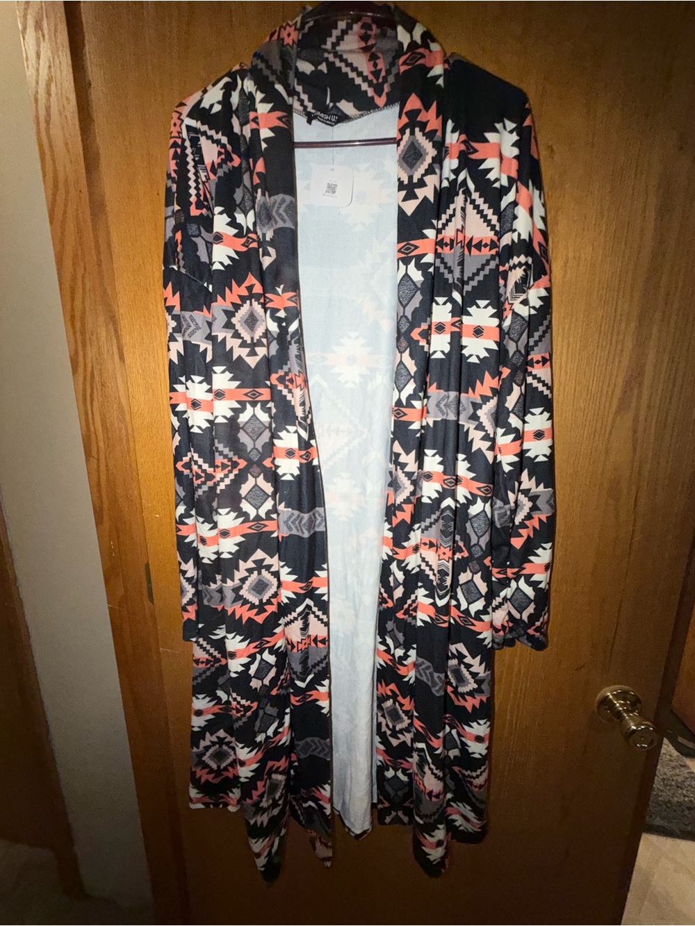 HEIMISH USA Black & Coral Aztec Knit Cardigan
